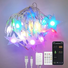 Dreamcolor Smart Star String Lights 16.4Ft 25 Stars Christmas String Lights App Control 20 Modes Music Sync RGBIC Twinkle Lights Waterproof For B