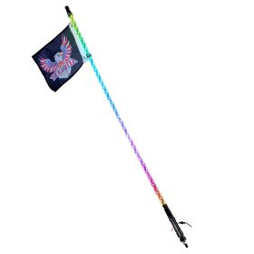 VEVOR 1 PC 4 FT Whip Light, APP & RF Remote Control Led Whip Light, Waterproof 360° Spiral RGB Chasing Lighted Whips with 2 Flags, for UTVs, ATVs