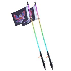 VEVOR 2 PCS 4 FT Whip Light with Spring Base, Led Whip Light with APP & Remote Control, Waterproof 360° Spiral RGB Chasing Lighted Whips with 2 Flags