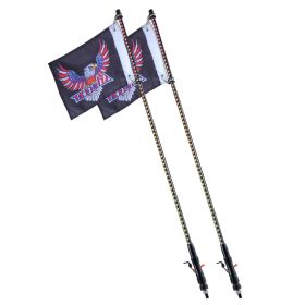 VEVOR 2 PCS 4 FT Whip Light, APP & RF Remote Control Led Whip Light, Waterproof RGB Chasing Lighted Whips with 4 Flags, for UTVs, ATVs, Motorcycl