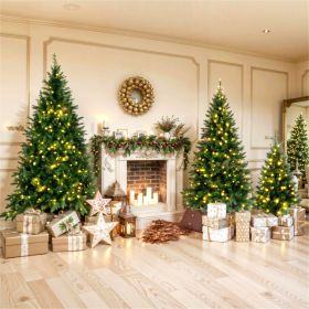 8FT, 6FT, 4FT Pre-Lit Pencil Christmas Trees, 3-set Slim Artificial Christmas Tree With Snow Flocking, Xmas Holiday Decoration Tree, 1455 Branch