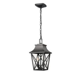 Outdoor Pendant Light Fixture, Black Farmhouse Outdoor Pendant Lights for Porch with Clear Glass