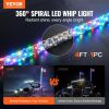 VEVOR 1 PC 4 FT Whip Light, APP & RF Remote Control Led Whip Light, Waterproof 360° Spiral RGB Chasing Lighted Whips with 2 Flags, for UTVs, ATVs
