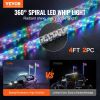 VEVOR 2 PCS 4 FT Whip Light, APP & RF Remote Control Led Whip Light, Waterproof 360° Spiral RGB Chasing Lighted Whips with 4 Flags, for UTVs, ATVs