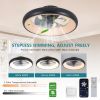 19.7-inch Black LED Ceiling Fan Light – Dimmable and Adjustable Color Temperature, APP & Remote Control, Modern Smart Ceiling Fan for Living Room