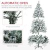 HOMCOM 7.5ft Tall Prelit Artificial Christmas Tree Holiday Décor with 1149 Snow Flocked Branches, 550 Warm White or Colorful LED Lights, Steel Base