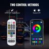 VEVOR 2 PCS 3 FT Whip Light, APP & RF Remote Control Led Whip Light, Waterproof 360° Spiral RGB Chasing Lighted Whips with 4 Flags, for UTVs, ATVs