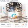 18-inch Black Vintage Caged Ceiling Fan Light – Quiet Operation, Remote Control, Industrial Style for Living Room, Bedroom