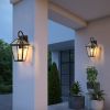 2-Pack Outdoor Wall Lanterns, Black Finish Weatherproof Wall Sconce with Clear Glass Panels, Vintage Exterior Light Fixtures for Porch, Patio, Garage