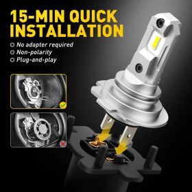 6000K 2PCS LED High Low Beam Conversion Kit H7 Bulbs 88000LM 110W Super Bright (Color: White)
