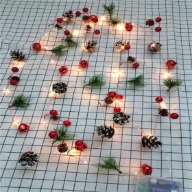 Christmas Decorative Light Led Pine Cone Light String; Small Mulberry Fruit Pull Flag Christmas Pine Cone Light; Pine Needle Bell Copper Wire Lig (Style: 3M30Lplasticpine)