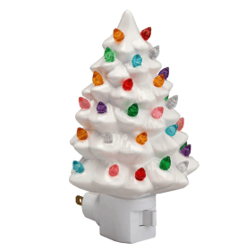 Resinous Christmas Tree Night Light,Nostalgic, Decorative Bathroom Decoration (Color: White)