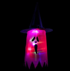 Halloween Hanging Ghosts, Glowing Ghost Witch Hat Lights (Color: rose red)