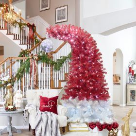 6FT Hinged Fir Artificial Fir Bent Top Christmas Tree, Xmas Tree Bendable Santa Hat Style Christmas Tree Holiday Decoration,1250 Lush Branch Tips (Color: as Pic)