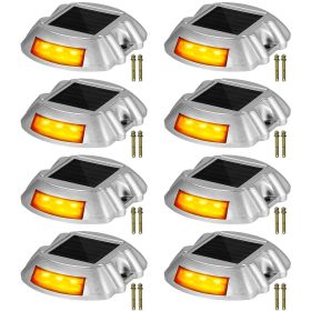 Vevor Driveway Lights, 8-Pack Solar Driveway Lights with Switch Button, Solar Deck Lights Waterproof (Color: orange, Quantity: 8 Pieces)
