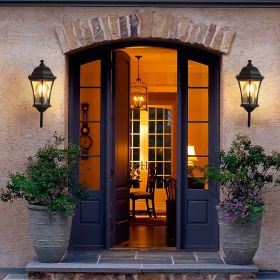 Outdoor Waterproof Glass Retro Wall Lamp Supports multiple types of light bulbs (2 pack) with light sense (Color: as Pic)