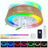 Modern Rustic Ceiling Fan Light with LED RGB Mood Lighting, Rope Woven Design, Quiet Fan, Semi Flush Mount for Bedroom, Living Room, or Dining Room